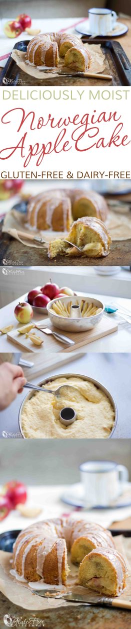 Moist and delicious gluten-free dairy-free Scandinavian apple cake recipe to celebrate autumn