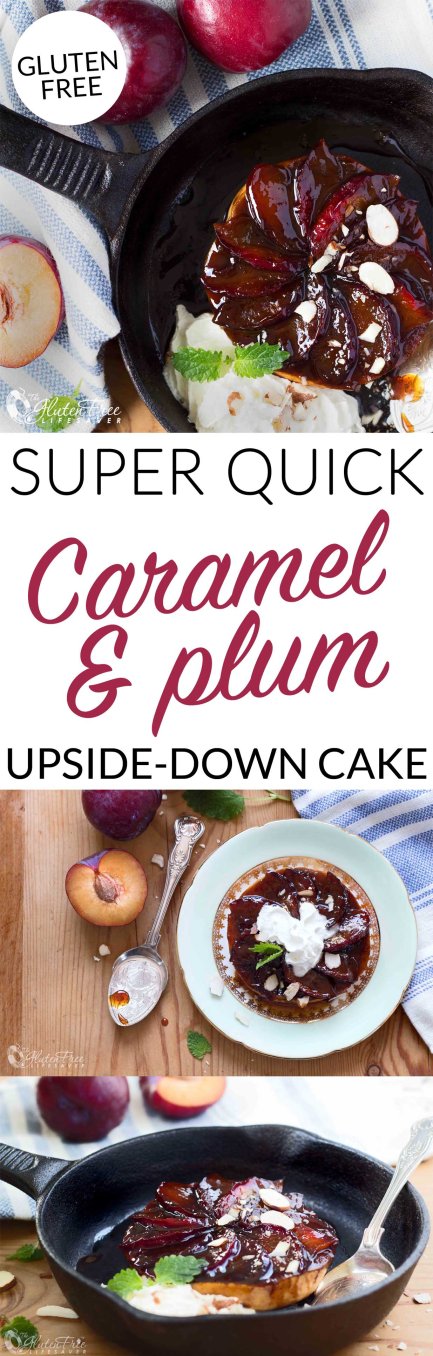 World's Easiest Caramel Plum Upside-Down Cake Made From Burger Buns! #glutenfree #cake #caramel #plums #
