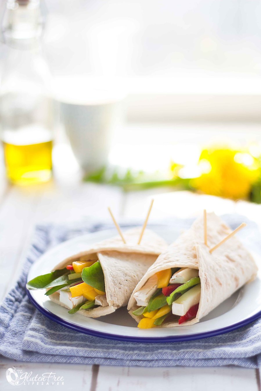 Divine Dandelion, Mango & Chevre Wraps #vegetarian #glutenfree #lunch #summer